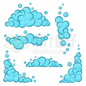 6款卡通蓝色泡泡水泡气泡效果1999417矢量图片免抠素材