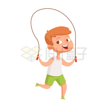 卡通小男孩正在做跳绳运动3958801矢量图片免抠素材