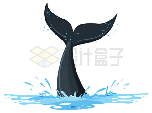 卡通鲸鱼的尾巴拍打水面7417665矢量图片免抠素材
