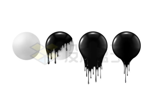 黑色液体浇在白色圆球上的效果图3D模型9562527矢量图片免抠素材