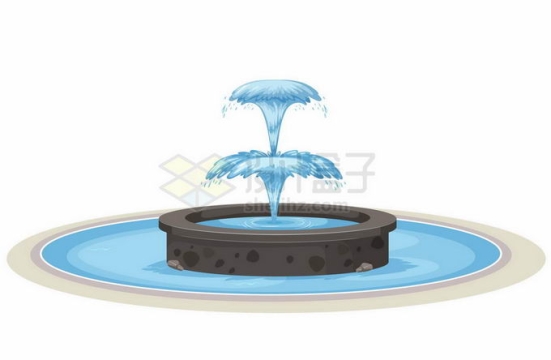 卡通圆形喷泉喷出蓝色的泉水7196096矢量图片免抠素材免费下载