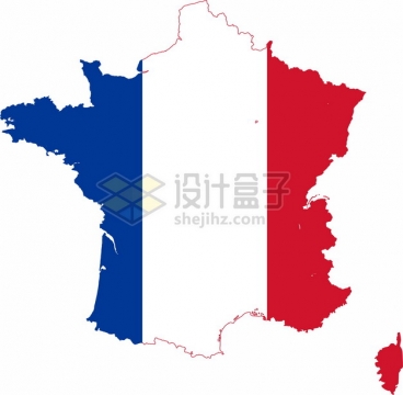 印有国旗图案的法国地图9843083png图片素材