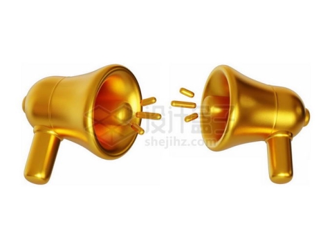 2款卡通黄金大喇叭扬声器3D金属模型3571161PSD免抠图片素材