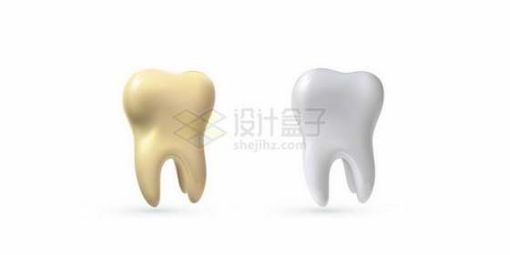 一颗金色的牙齿和洁白无瑕的牙齿8002236矢量图片免抠素材