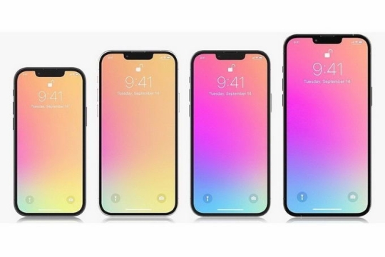 iPhone 13苹果手机的四个不同型号正面6251474png免抠图片素材
