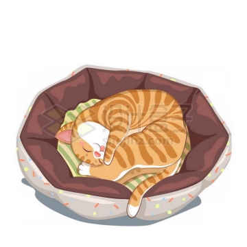 卡通猫咪小懒猫正在猫窝里睡觉9748610矢量图片免抠素材