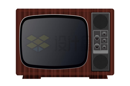 一台木头外壳的复古电视机8425015矢量图片免抠素材