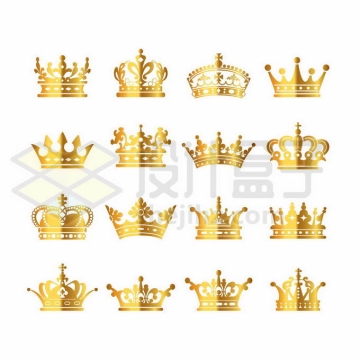 16款金色金属光泽皇冠王冠图案6174370矢量图片免抠素材免费下载