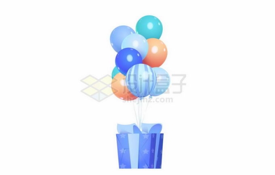 彩色气球吊着蓝色礼物1185124矢量图片免抠素材