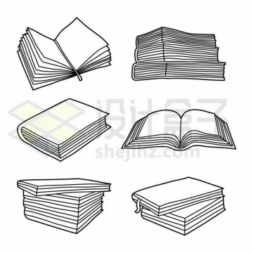 6款翻开的书本书籍图书简笔画6025384矢量图片免抠素材