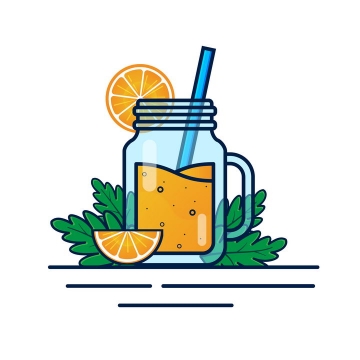 MBE风格玻璃杯中的橙汁美味饮料图片免抠矢量图素材