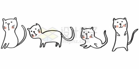 4个超可爱的卡通猫咪漫画手绘插画8011371矢量图片免抠素材
