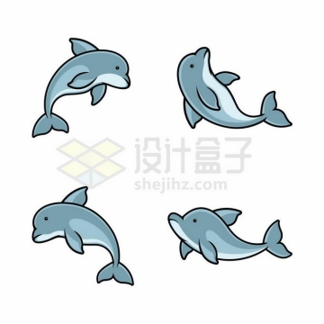 4款卡通海豚海洋哺乳动物7803133矢量图片免抠素材