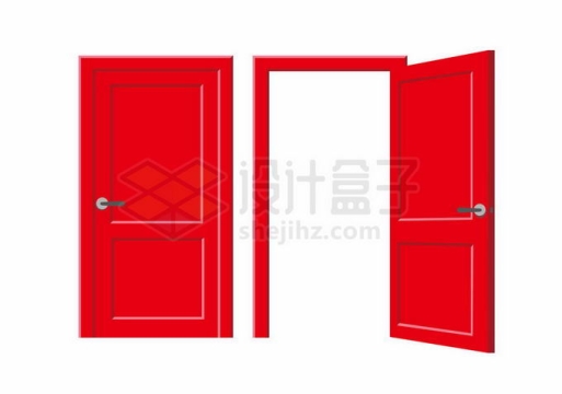 关闭和打开的红色木门房门大门1183943矢量图片免抠素材免费下载