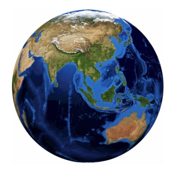 定位在东南亚东亚上空的地球地形图模型7890560png免抠图片素材