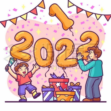 卡通男人将2021年气球放飞加入2022年元旦跨年元素1110916矢量图片免抠素材