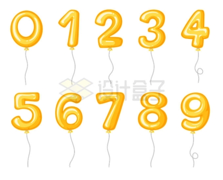 橙色卡通气球数字6373485矢量图片免抠素材