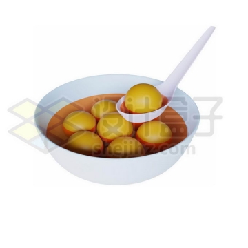 一碗黄色的汤圆元宵节美食3D模型9568733免抠图片素材