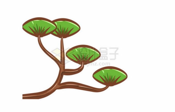 中国风迎客松树枝树叶插画1625553矢量图片免抠素材