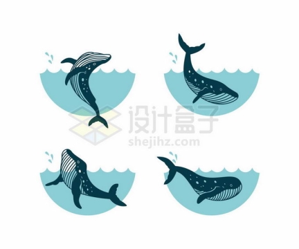 4款卡通鲸鱼海洋哺乳动物3127994矢量图片免抠素材