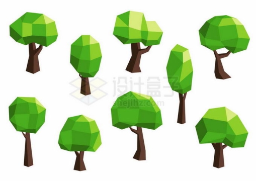 9款低多边形大树绿树3393817矢量图片免抠素材