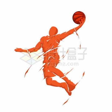 动感手绘风格橙色运动员投篮灌篮扣篮体育漫画插画7130789矢量图片免抠素材免费下载