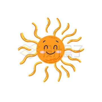 微笑的卡通太阳涂鸦风格儿童画3045738矢量图片免抠素材