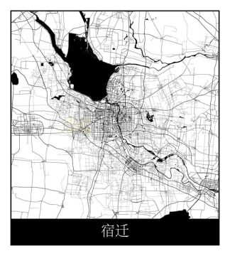 黑白色高清宿迁市地图卫星地图5340042矢量图片免抠素材