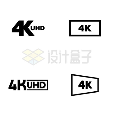 4款4K全高清视频分辨率标志图案2130349矢量图片免抠素材下载