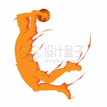 动感手绘风格橙色运动员投篮灌篮扣篮体育插画4678794矢量图片免抠素材免费下载