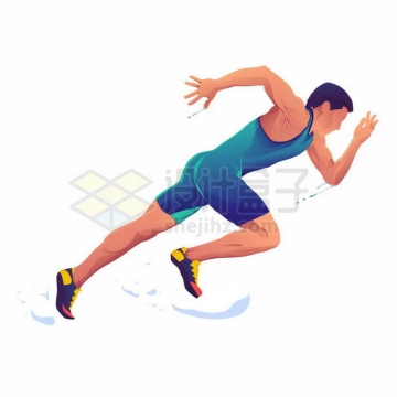 前倾着身体快速奔跑的运动员体育插画3111317矢量图片免抠素材免费下载