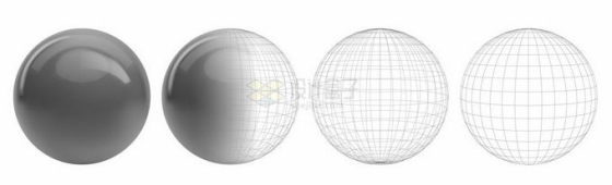 3D立体灰色圆球建模草图和效果图3321505矢量图片免抠素材