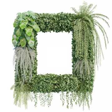 3D渲染的各种绿植观赏植物组成的方框106200免抠图片素材