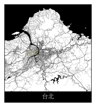 黑白色高清台北市地图卫星地图9269230矢量图片免抠素材