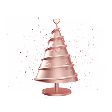 C4D风格玫瑰金色3D立体圣诞树装饰436789PSD图片免抠素材