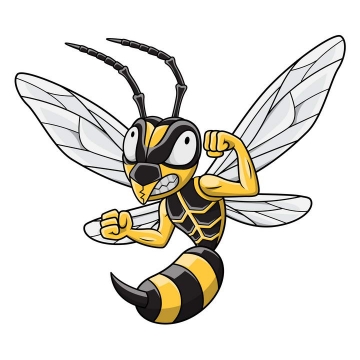 卡通风格举起拳头的蜜蜂马蜂免抠矢量图片素材