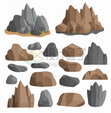 各种卡通花岗岩石头石灰岩巨石块等png图片素材