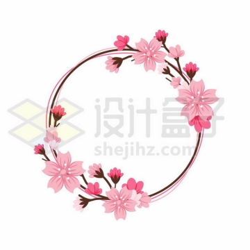 粉色花朵装饰的花环6617451矢量图片免抠素材