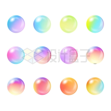 12款彩色气泡圆形按钮图案5684922矢量图片免抠素材
