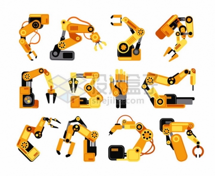 16款橙色工厂流水线机械手臂扁平化风格png图片素材