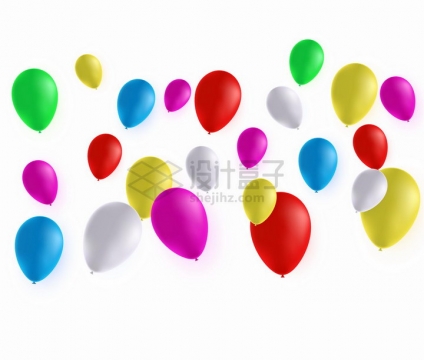 飘飞的绿色黄色红色蓝色白色等彩色气球png图片免抠矢量素材
