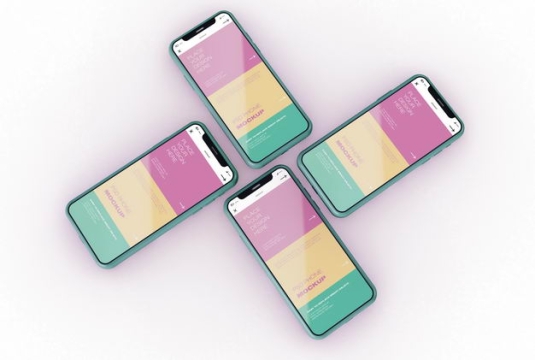 排列整齐的4个绿色苹果iPhone12手机显示样机2596206图片素材