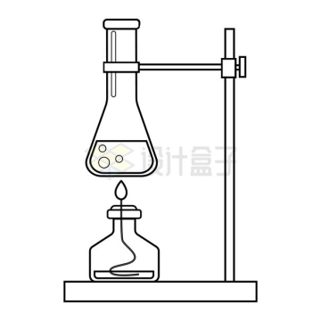 线条风格酒精灯和锥形瓶等化学实验仪器1728352矢量图片免抠素材