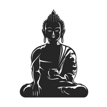 白色线条的佛教释迦摩尼佛祖画像png图片素材