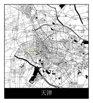 黑白色高清天津市地图卫星地图8216747矢量图片免抠素材