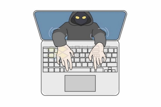 黑客从笔记本电脑屏幕中伸出双手控制电脑8276860矢量图片免抠素材