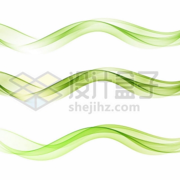 3款半透明绿色波浪线装饰1868066矢量图片免费下载
