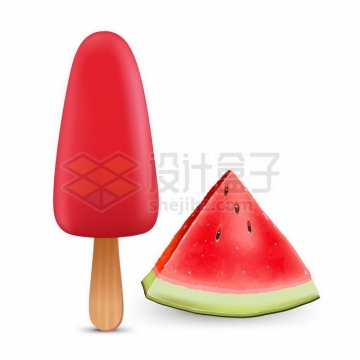 红色的西瓜味的冰棒冰棍冰淇淋雪糕夏日冷饮2498634矢量图片免抠素材
