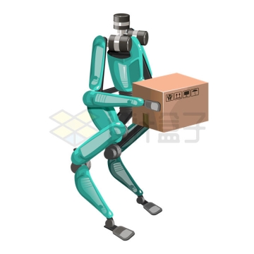 卡通双足机器人正在搬运纸箱子货物1871139矢量图片免抠素材