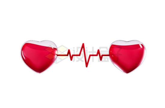 两颗连在一起的3D心形图案象征了献血献爱心7034949PSD免抠图片素材